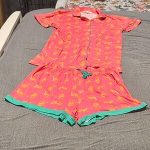 Women's Pink and Green Pajama Set